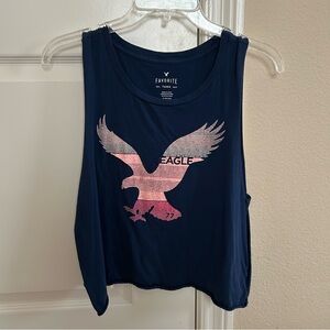 American Eagle Outfitters Cropped Rough Hem Wide Arm Tank Top